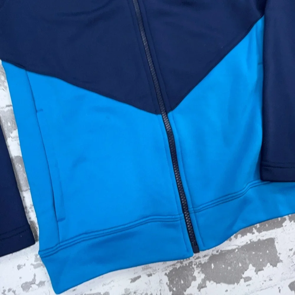 Nike Jacket Boys Small Blue Sweatshirt Track Suit Coat Warm Up Swoosh Youth Kids